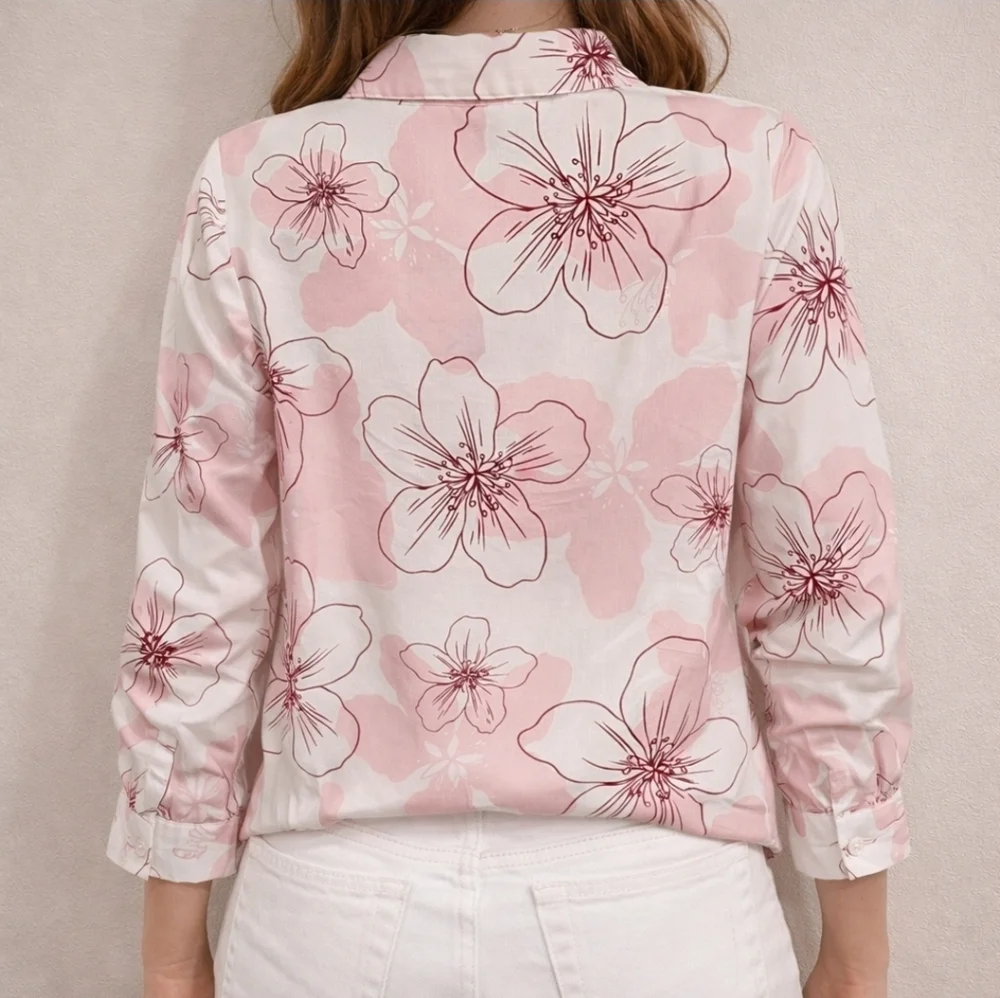 Pink Floral Button-Up Blouse – SMALL - NWOT - Picture 2 of 9